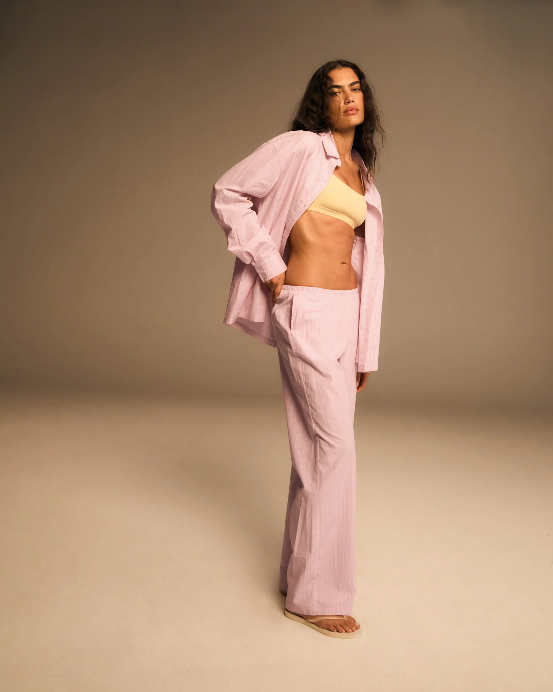 7025-cotton-stripe-pull-on-pants-pink-white-1.webp Cotton Stripe Pull On Pants - Pink/White