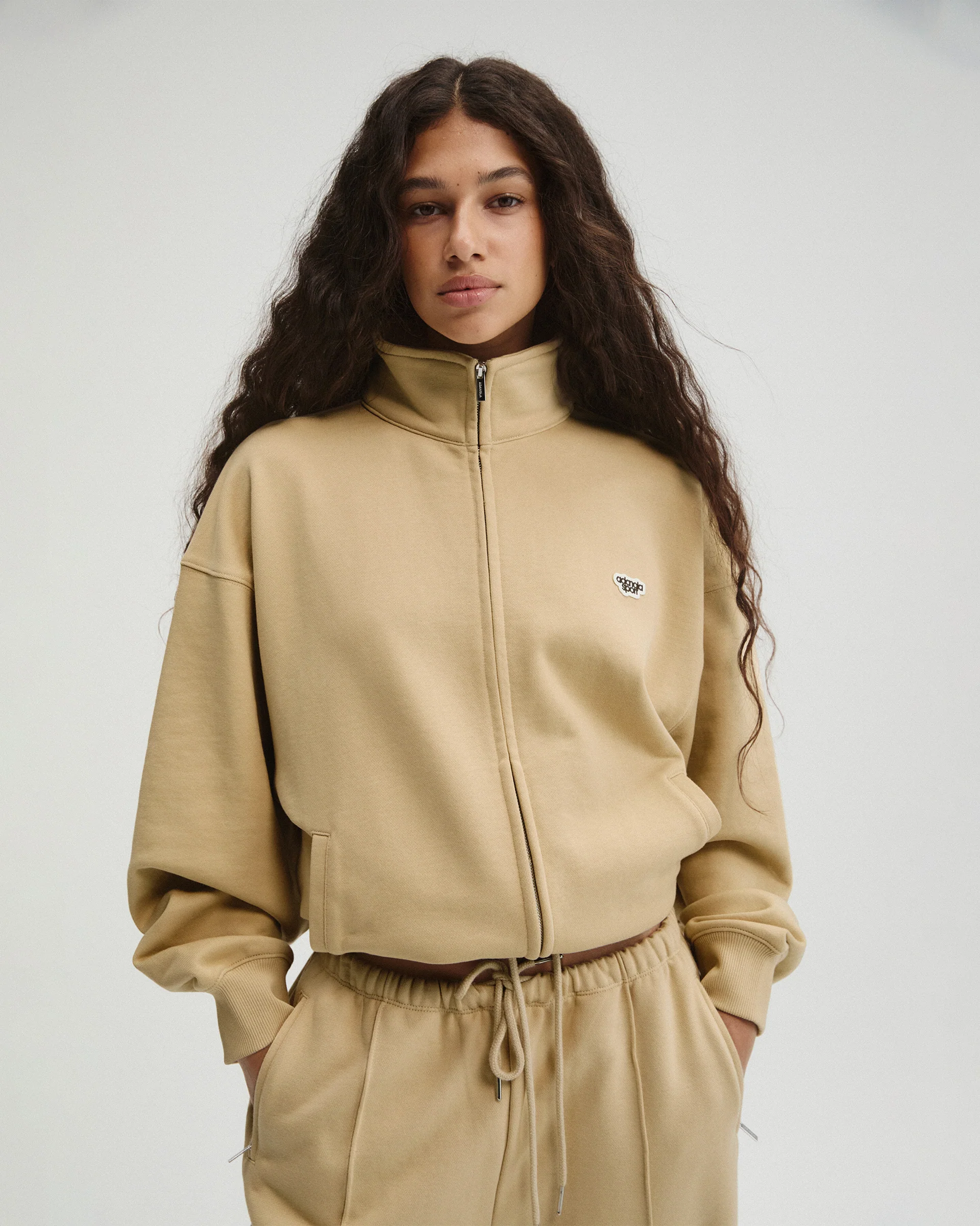 7086-drawcord-zip-through-sweatshirt-caramel-beige-1.webp Drawcord Zip Through Sweatshirt - Caramel Beige