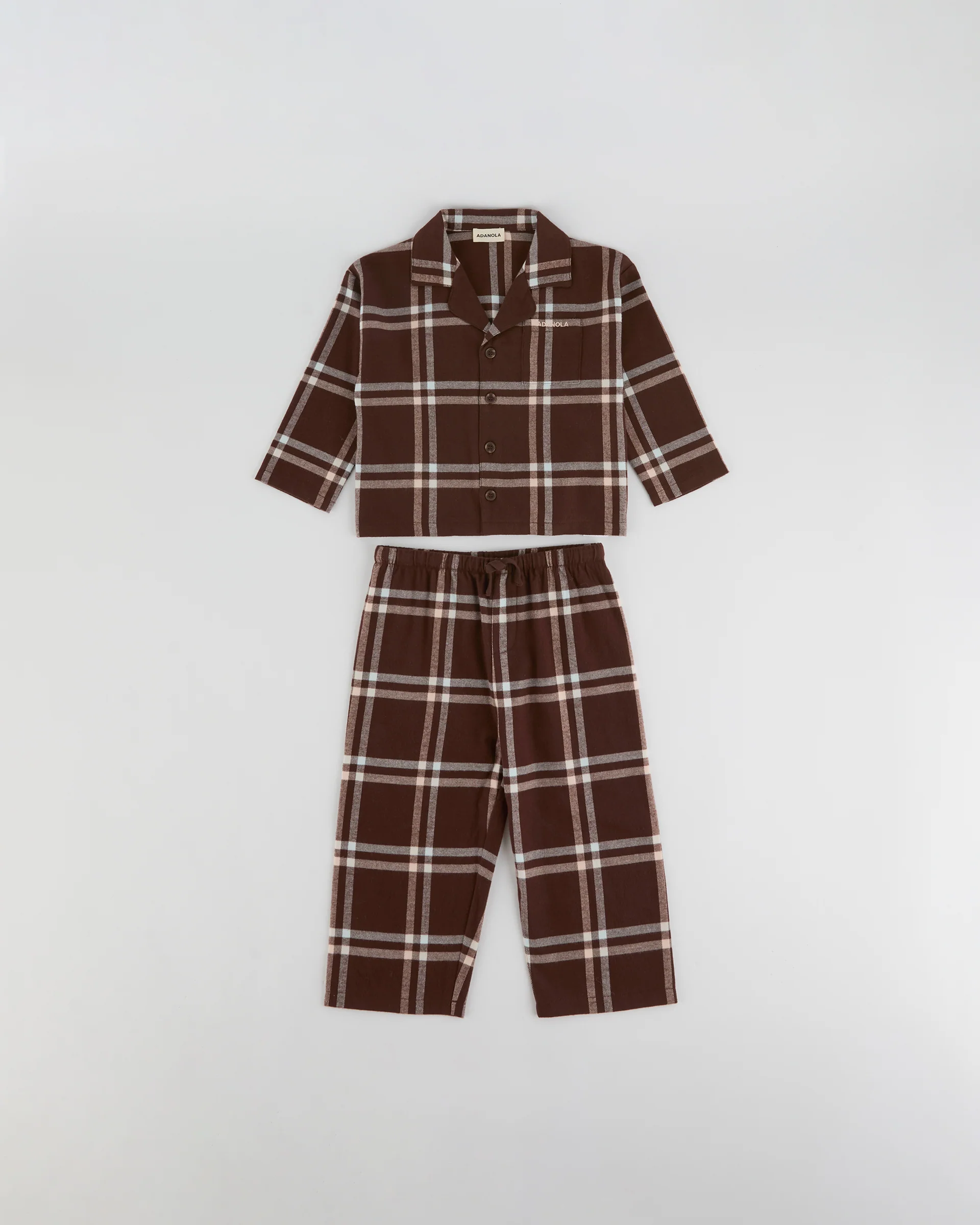 Mini Brushed Checked Pyjamas - Chocolate Brown