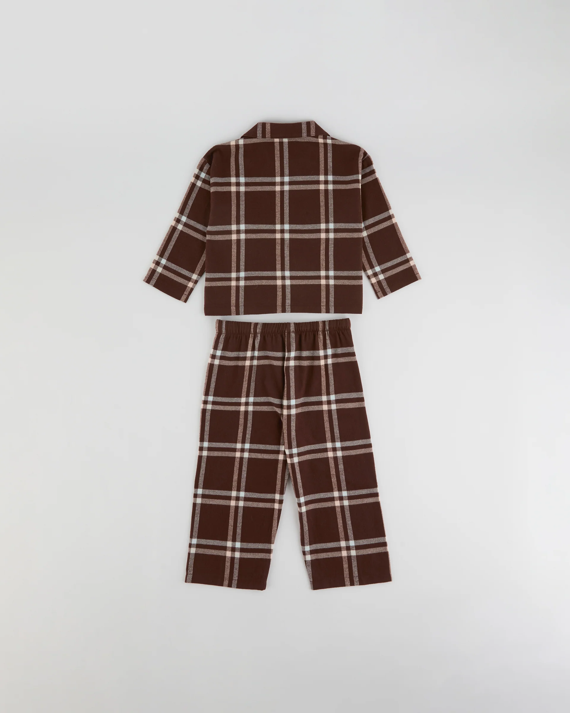 Mini Brushed Checked Pyjamas - Chocolate Brown