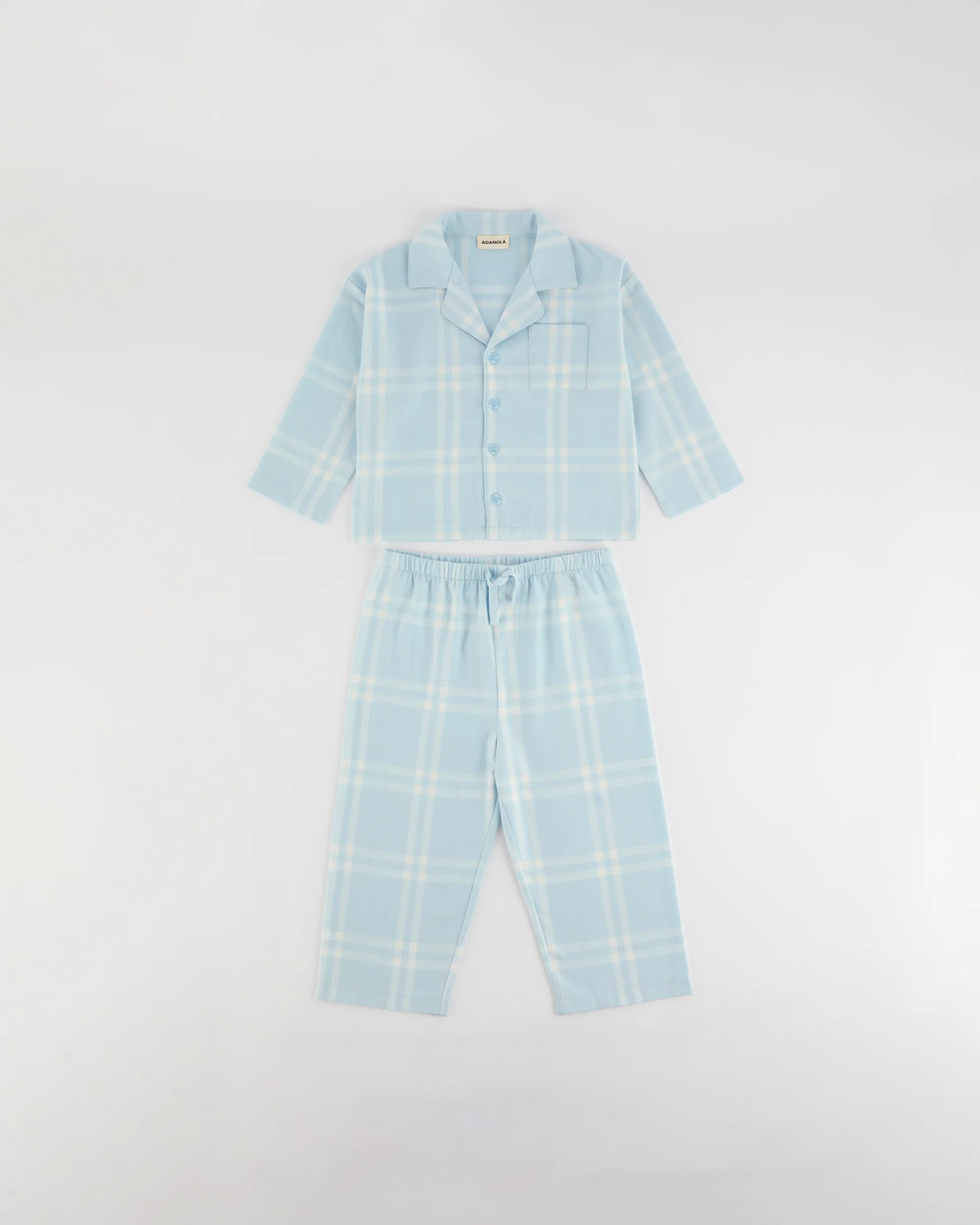 Mini Brushed Checked Pyjamas - Light Blue