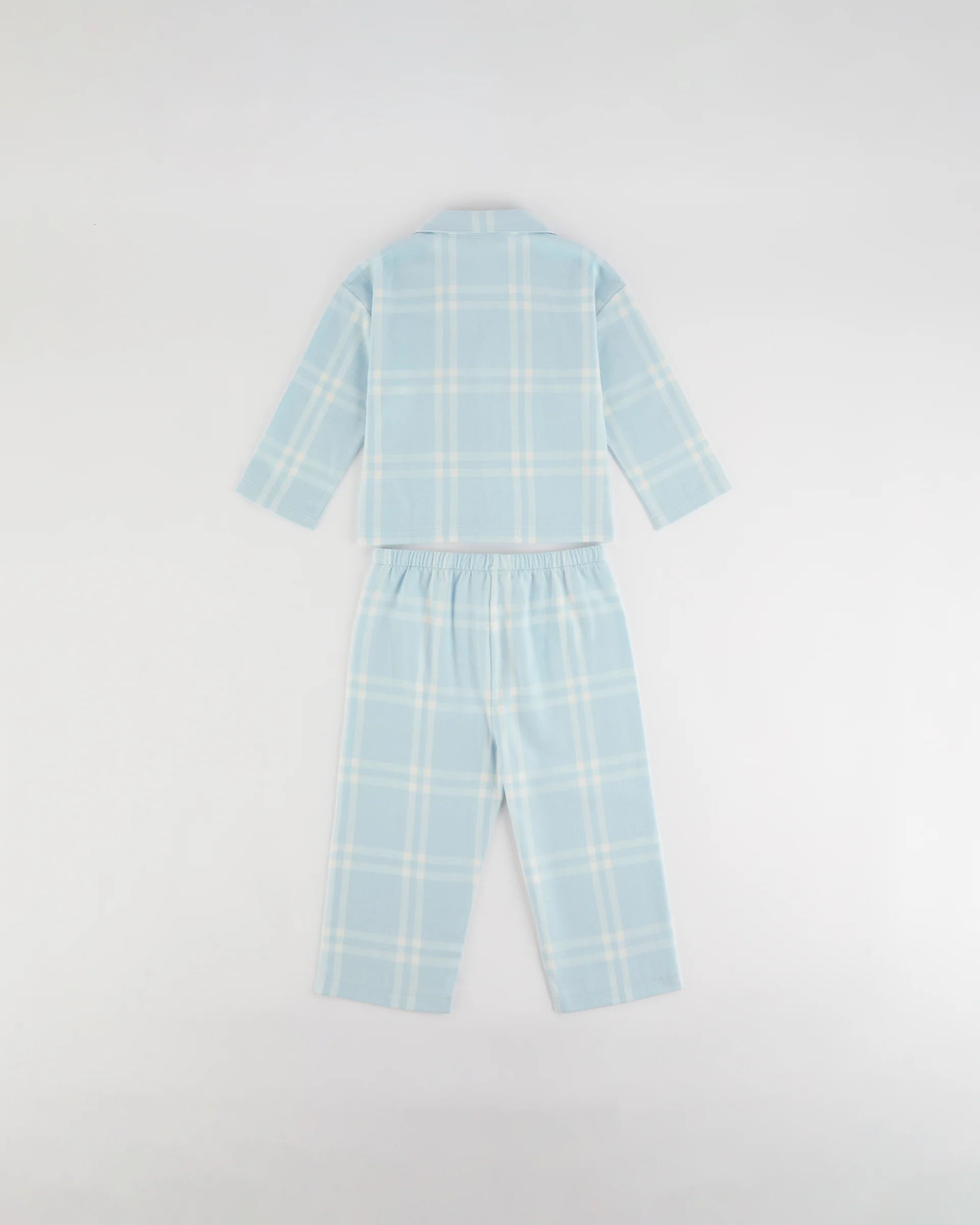 Mini Brushed Checked Pyjamas - Light Blue