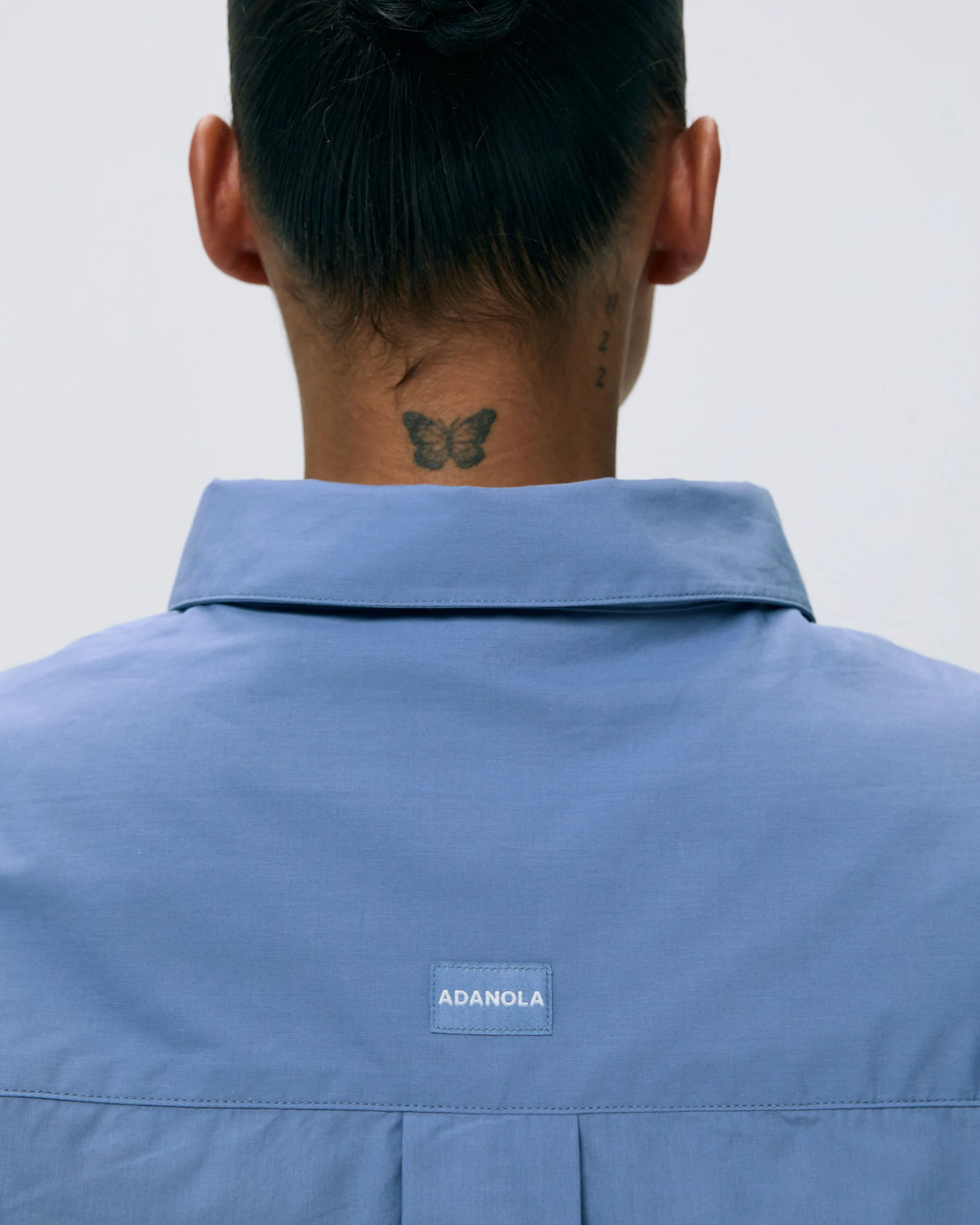 Cotton Cropped Shirt - Blue