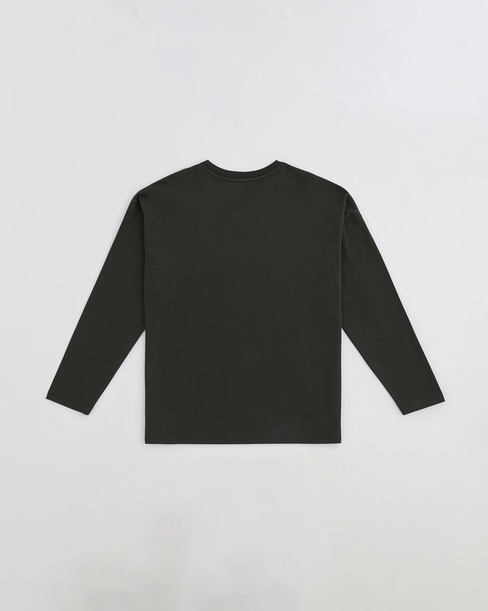 Varsity Long Sleeve Drop Shoulder T-shirt - Coffee Bean/White
