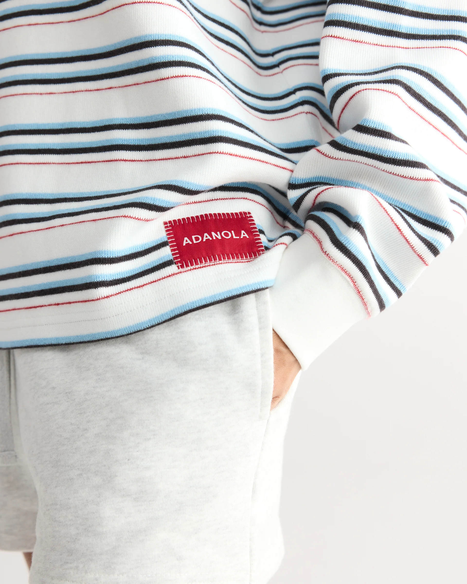 Varsity Oversized Stripe Rugby Sweatshirt - Airy Blue/Marshmallow White