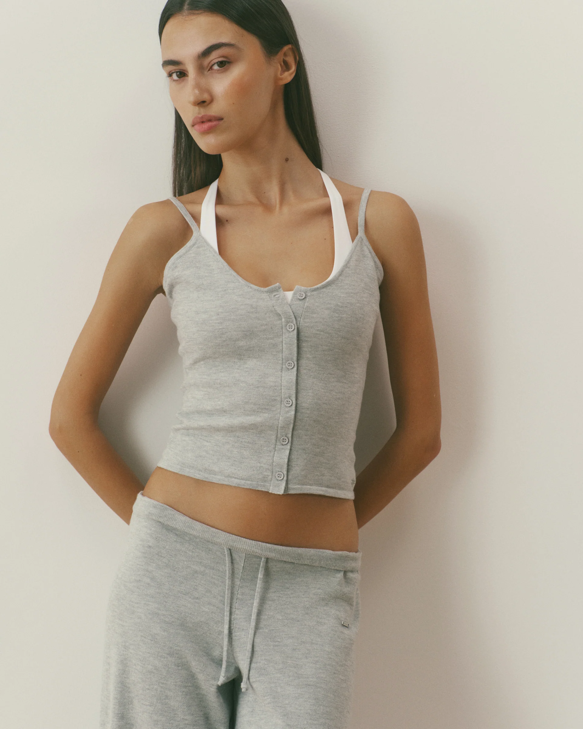 7514-knit-cami-top-grey-melange-1.webp Knit Cami Top - Grey Melange
