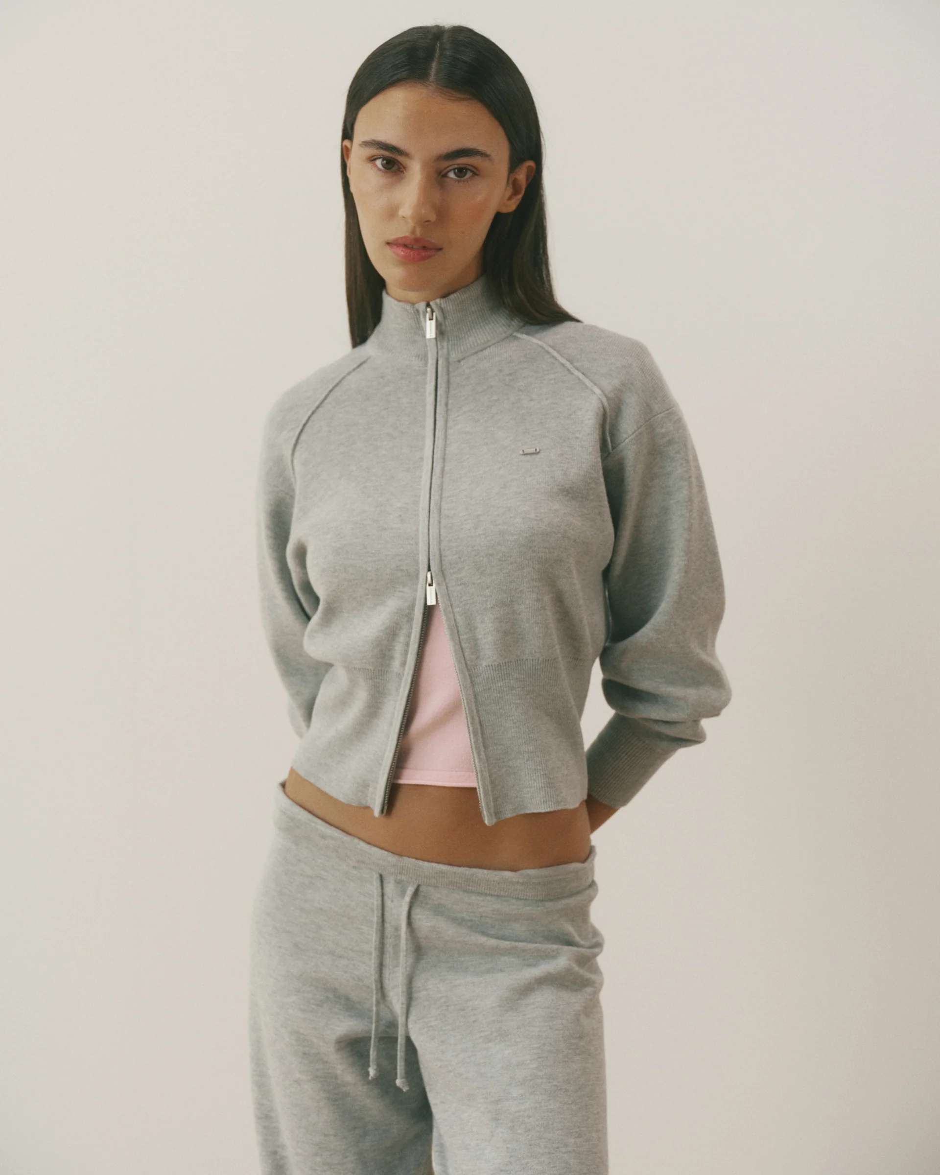 7532-knit-full-zip-funnel-neck-sweatshirt-grey-melange-1.webp Knit Full Zip Funnel Neck Sweatshirt - Grey Melange