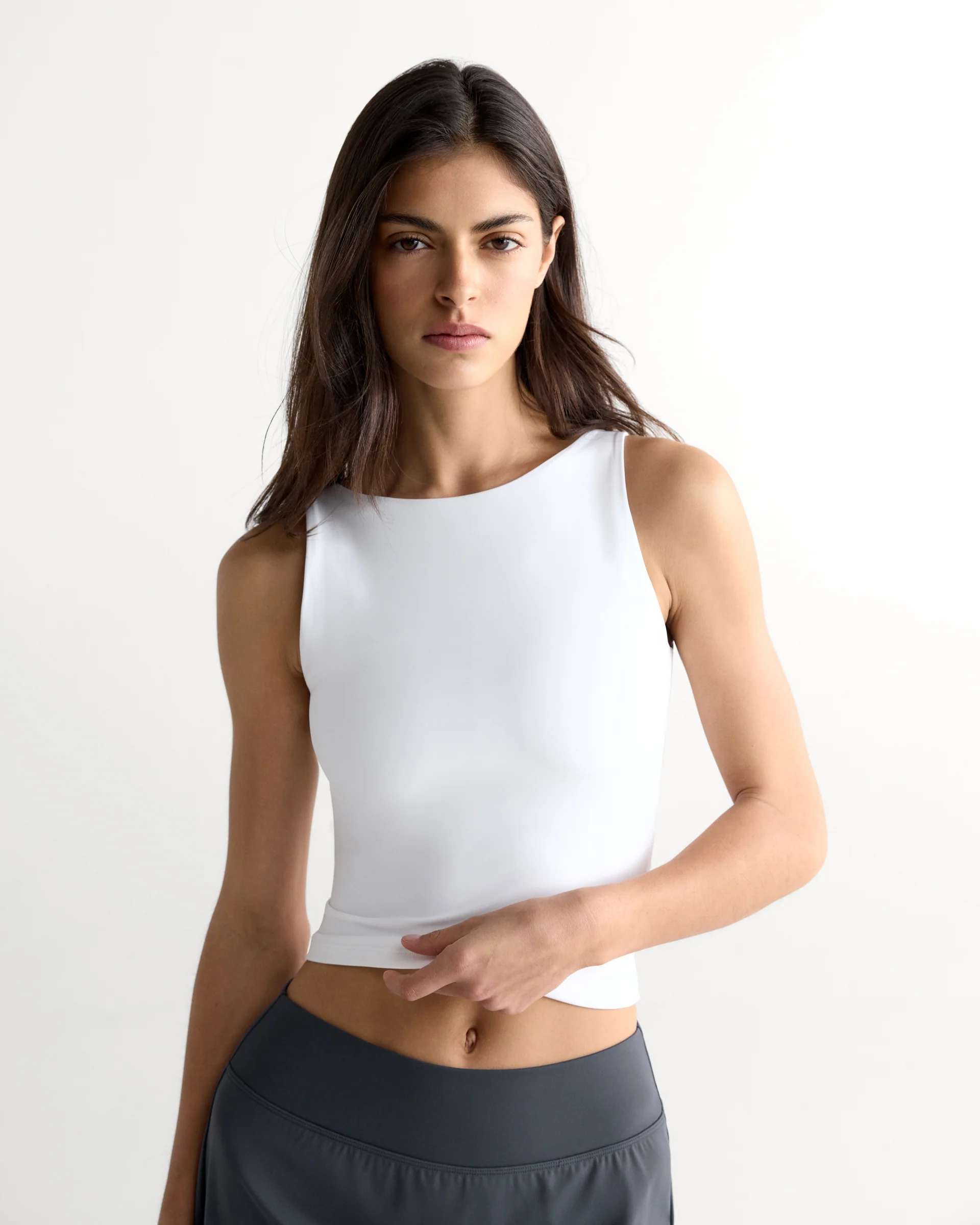 Ultimate Scoop Back Tank - White