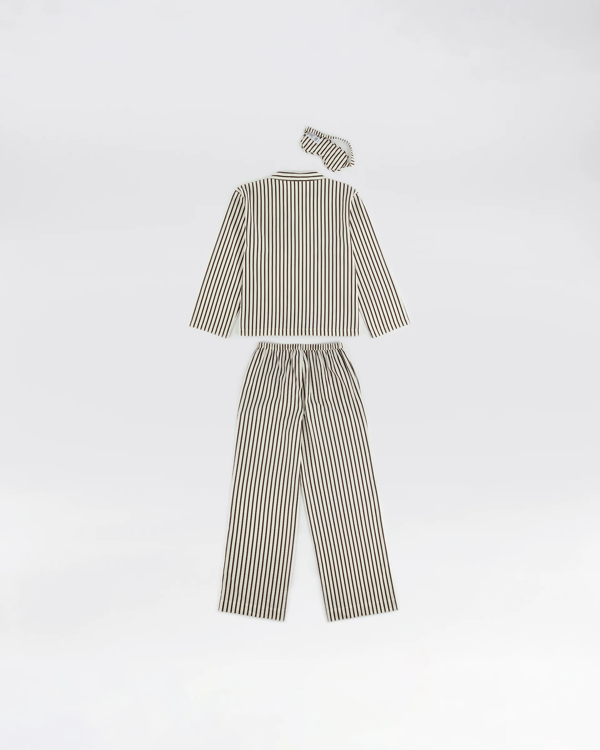 Cotton Sateen Stripe Pyjamas - Marshmallow White/Coffee Bean